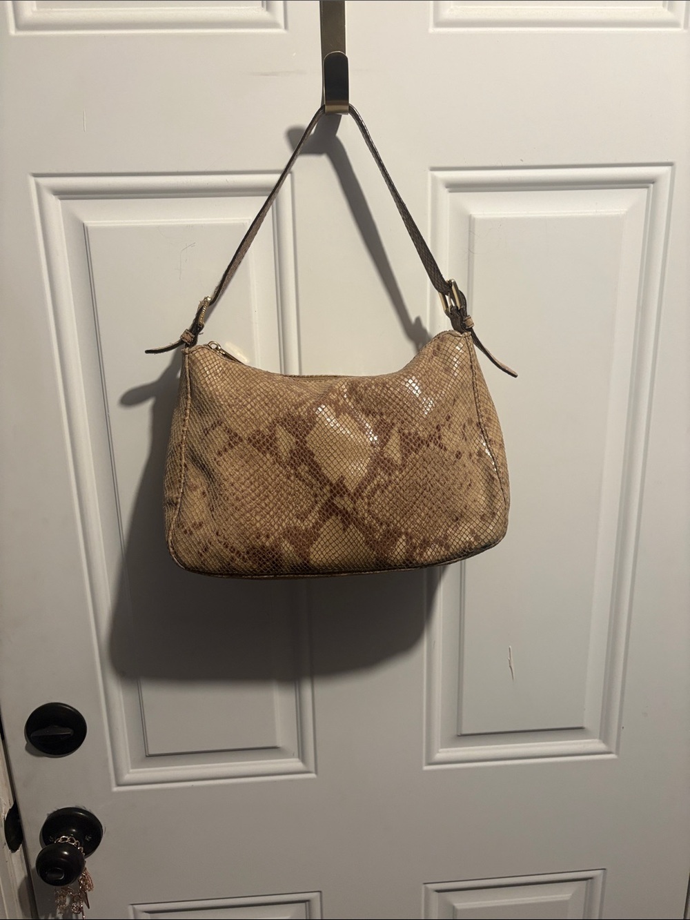 Michael Kors Tan Snake-Print Shoulder Bag